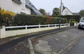 Rénovation d'un mur extraire pose de tablette béton réparation des fissures mise en peinture de couche